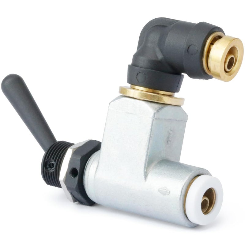 Dusledel BA14500 Big Rig Air Toggle Switch Compatible with Peterbilt Truck Pneumatic Control Valve, 90-Degree Zinc-Plated Finish - Image 1